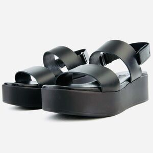 Steve Madden Rachel Black Leather Platform Sandals Size 9